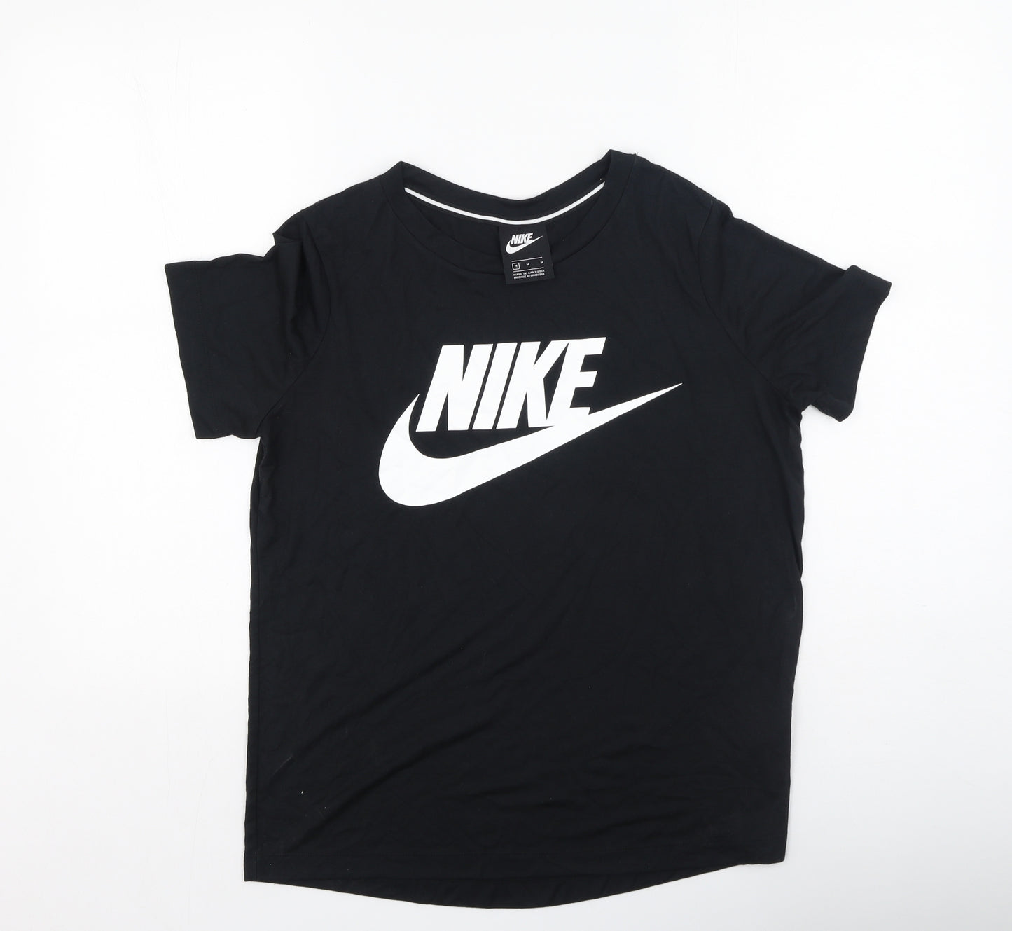Nike Mens Black  Cotton  T-Shirt Size M Round Neck