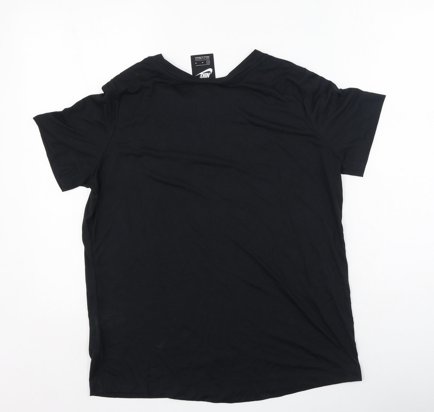 Nike Mens Black  Cotton  T-Shirt Size M Round Neck