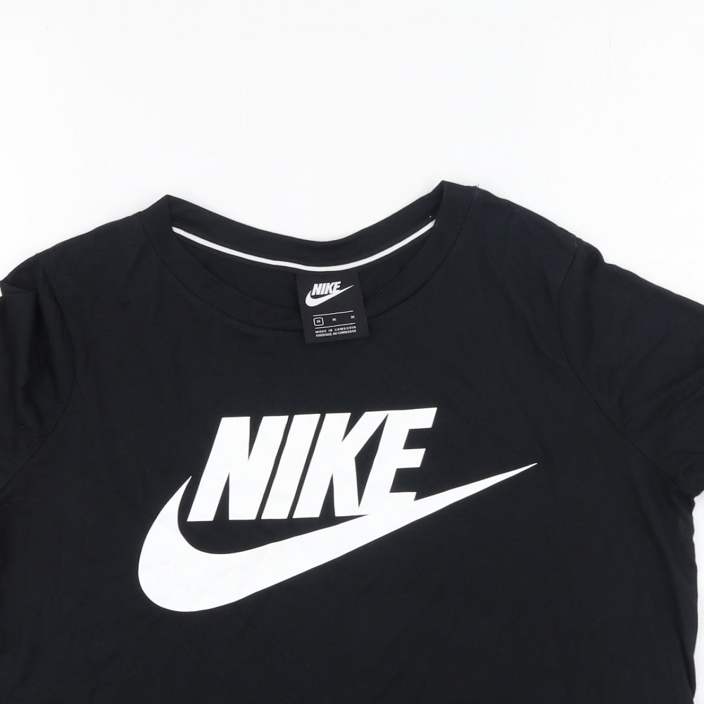 Nike Mens Black  Cotton  T-Shirt Size M Round Neck