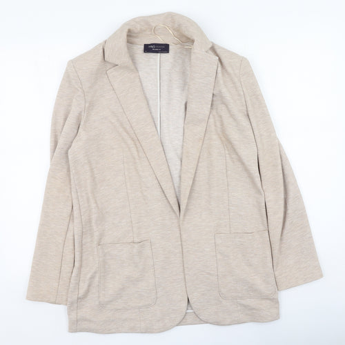 Marks and Spencer Womens Beige V-Neck  Polyester Cardigan Jumper Size 10