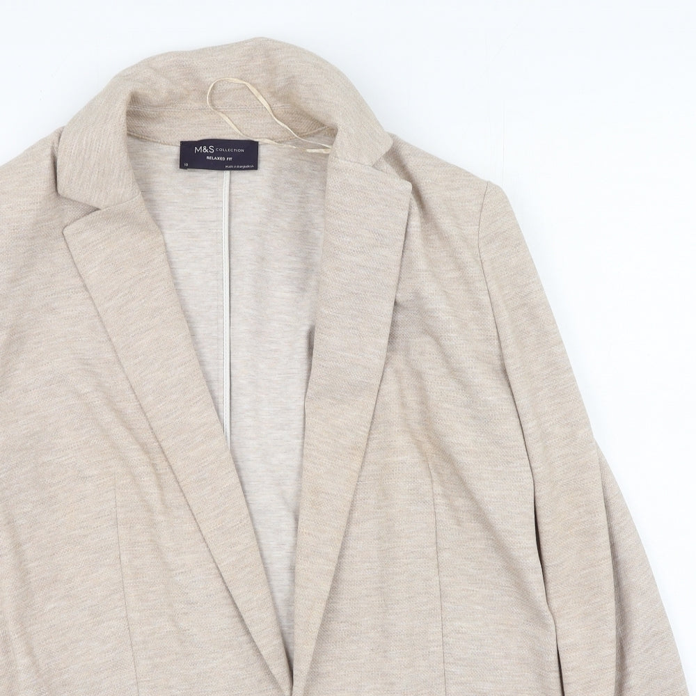 Marks and Spencer Womens Beige V-Neck  Polyester Cardigan Jumper Size 10