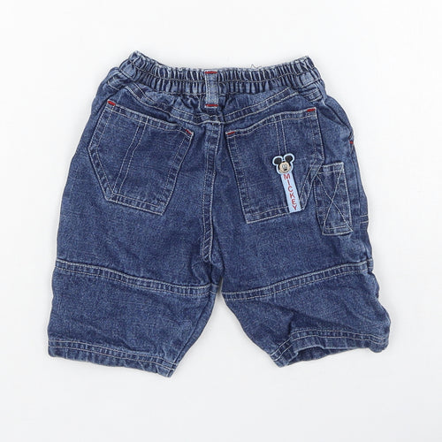 Preworn Boys Blue  Cotton Cropped Jeans Size 0-3 Months   - Mickey Mouse