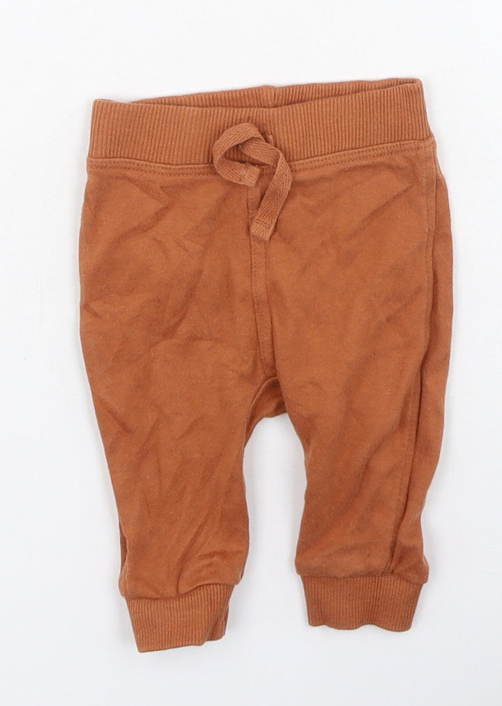 George  Baby Brown  Cotton Jogger Trousers Size 0-3 Months