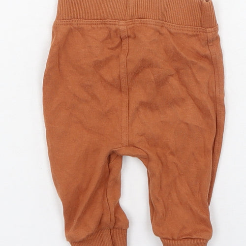 George  Baby Brown  Cotton Jogger Trousers Size 0-3 Months