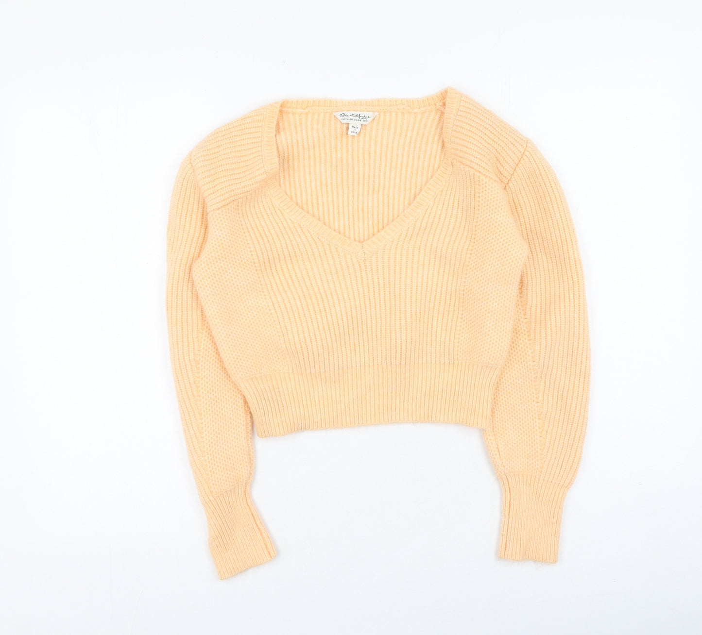 Miss Selfridge Womens Orange V-Neck  Polyester Pullover Jumper Size S