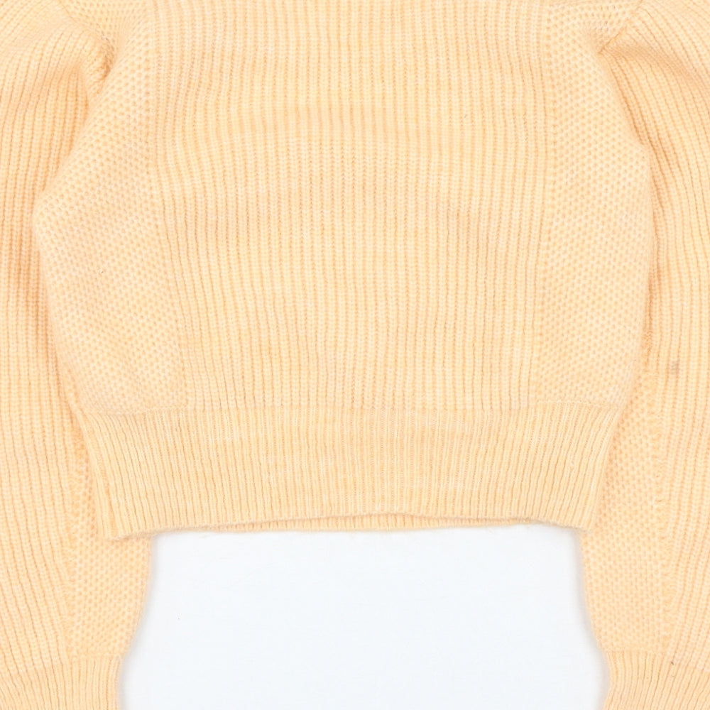 Miss Selfridge Womens Orange V-Neck  Polyester Pullover Jumper Size S