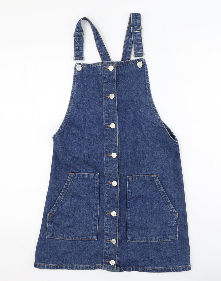 Topshop Womens Blue  Cotton A-Line  Size 6  Square Neck