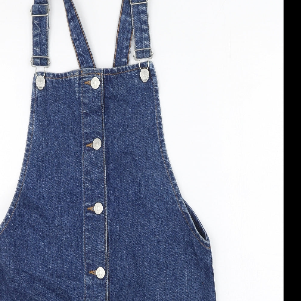 Topshop Womens Blue  Cotton A-Line  Size 6  Square Neck