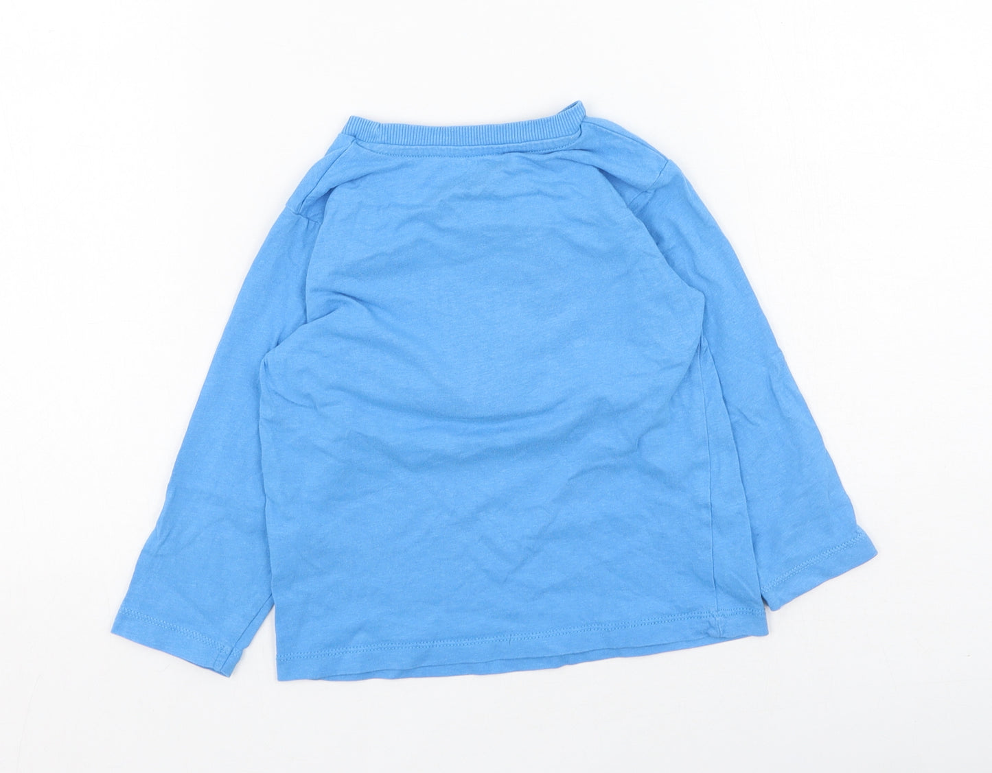 Preworn Boys Blue  Cotton Basic Casual Size 4 Years Round Neck  - Dinosaur