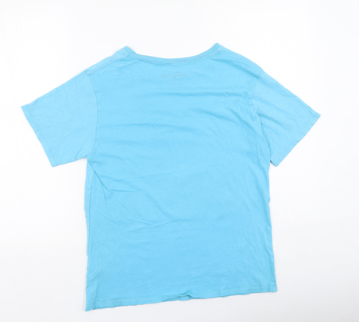Pull&Bear Womens Blue  Cotton Basic T-Shirt Size S Round Neck
