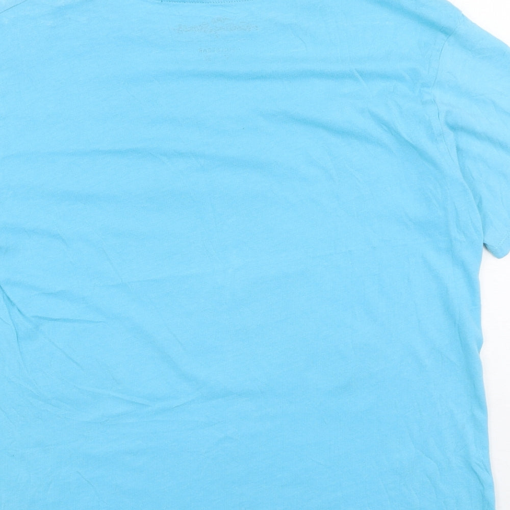 Pull&Bear Womens Blue  Cotton Basic T-Shirt Size S Round Neck