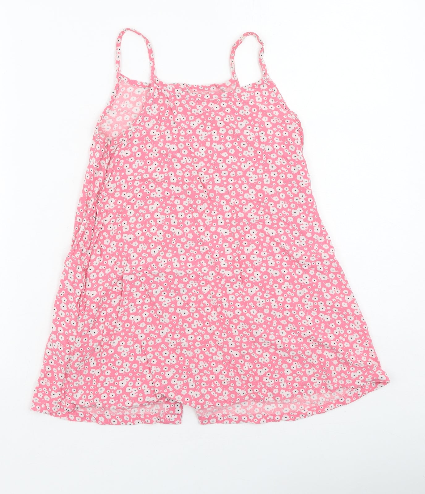 F&F Girls Pink Floral Polyester Basic Casual Size 6-7 Years Round Neck