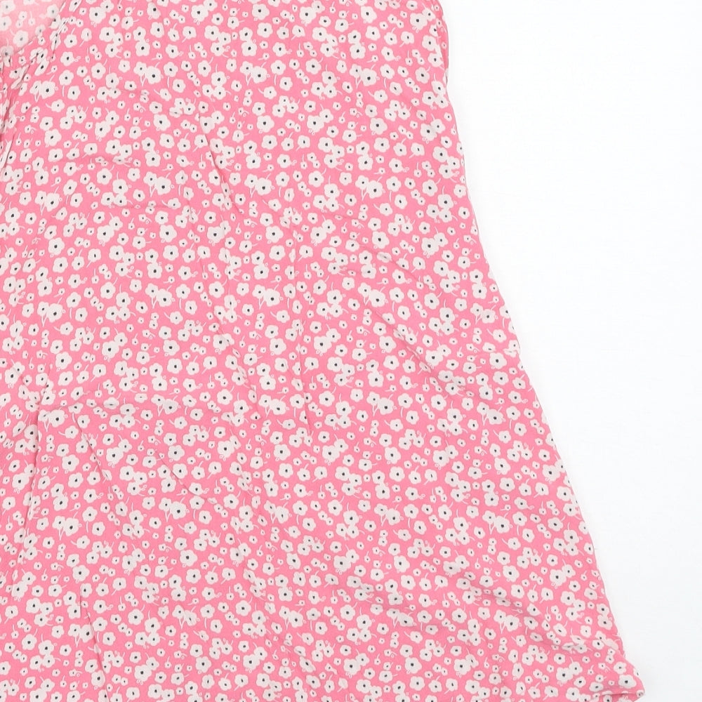 F&F Girls Pink Floral Polyester Basic Casual Size 6-7 Years Round Neck