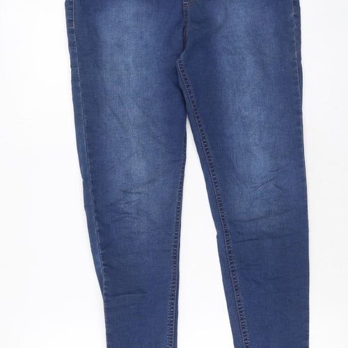 Marks and Spencer Womens Blue  Cotton Skinny Jeans Size 12 L27 in Regular