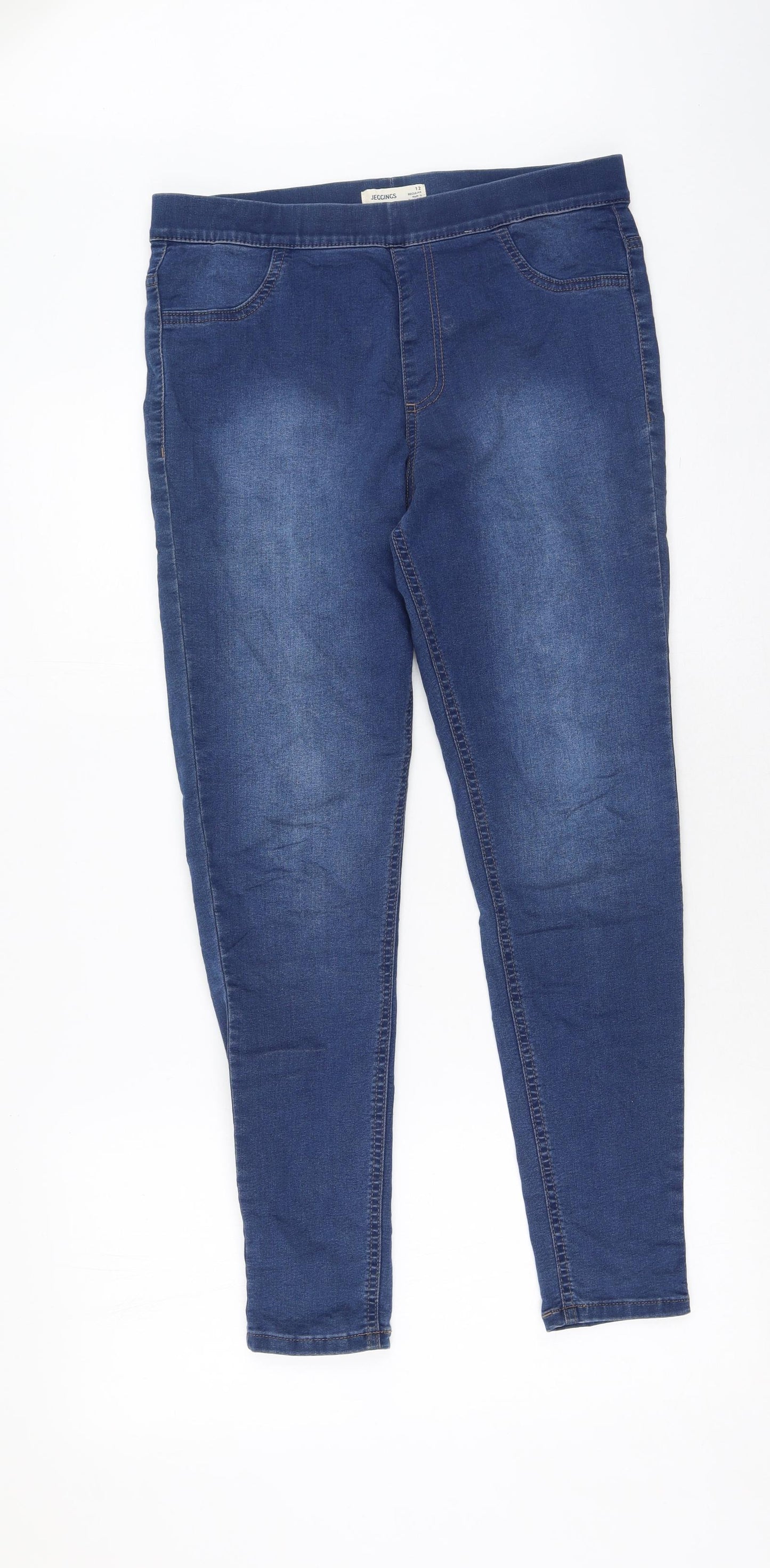 Marks and Spencer Womens Blue  Cotton Skinny Jeans Size 12 L27 in Regular