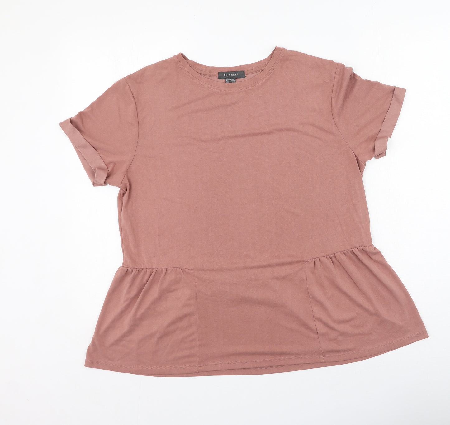 Primark  Womens Pink  Modacrylic Basic T-Shirt Size 12 Round Neck