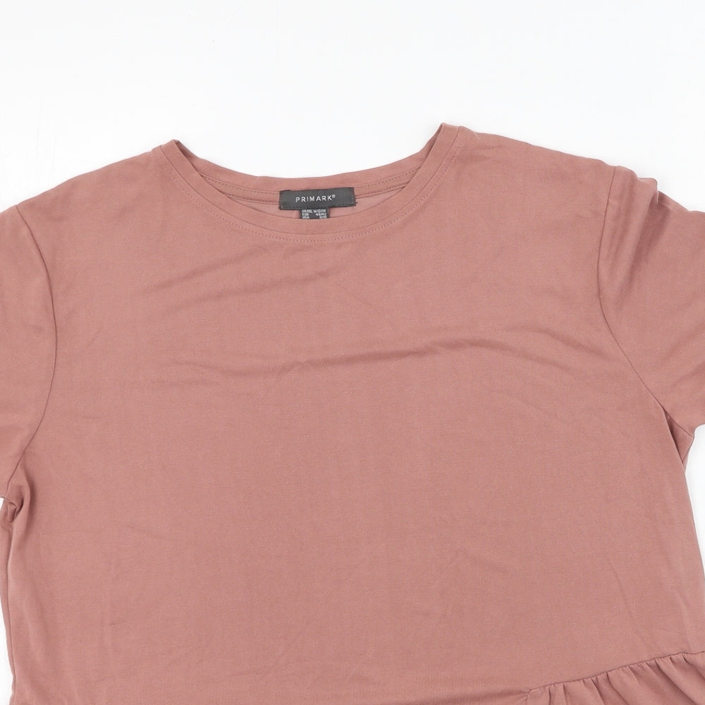 Primark  Womens Pink  Modacrylic Basic T-Shirt Size 12 Round Neck