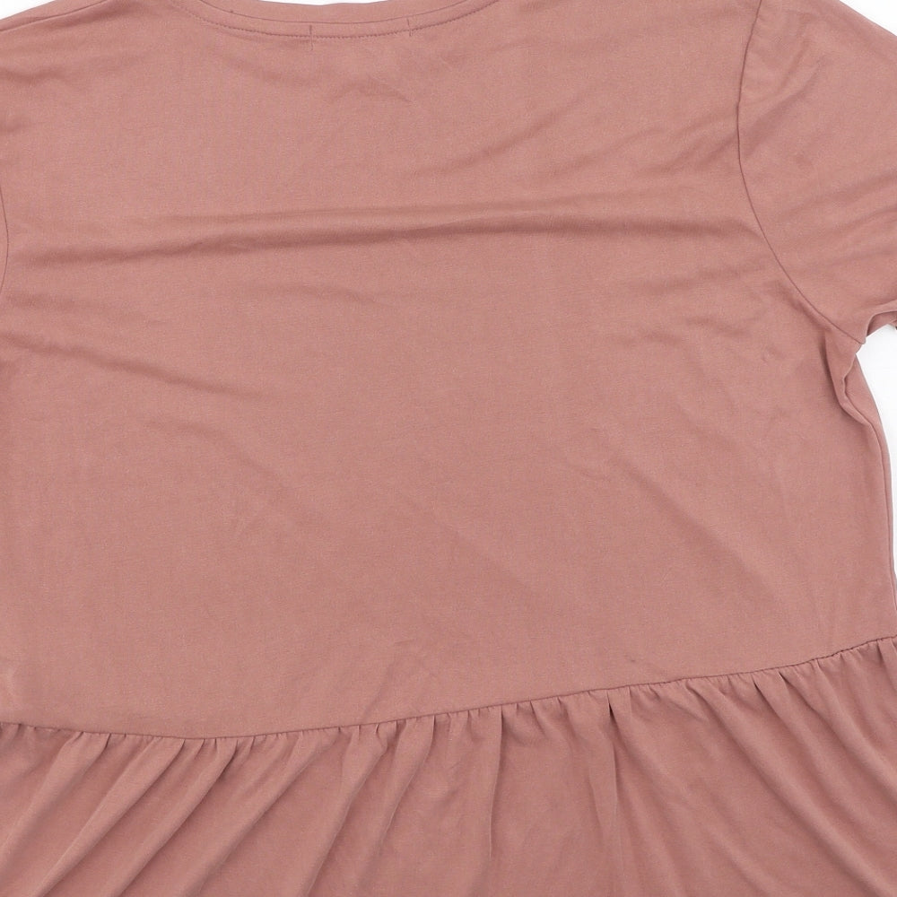 Primark  Womens Pink  Modacrylic Basic T-Shirt Size 12 Round Neck