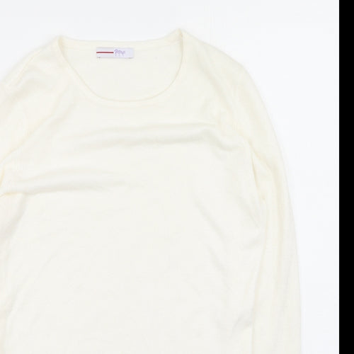 Papaya Womens White Scoop Neck  Acrylic Henley Jumper Size 12