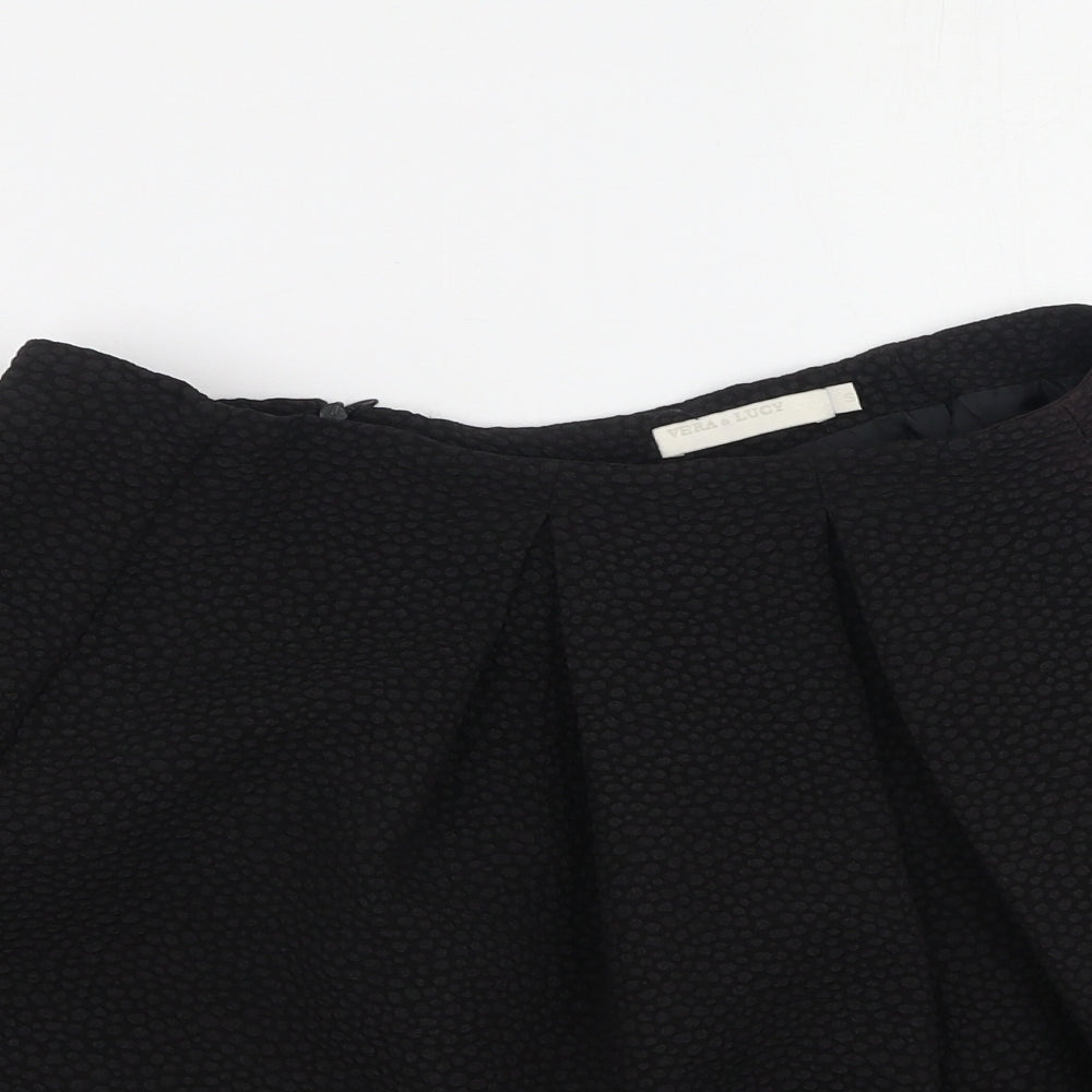 Vera & Lucy Womens Black  Polyester Pleated Skirt Size S