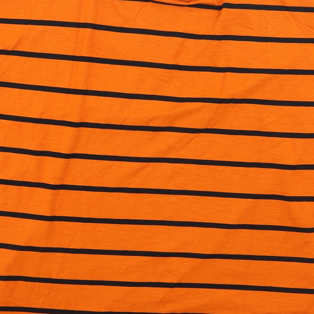 Capsule Womens Orange Striped Viscose Basic T-Shirt Size 20 Round Neck