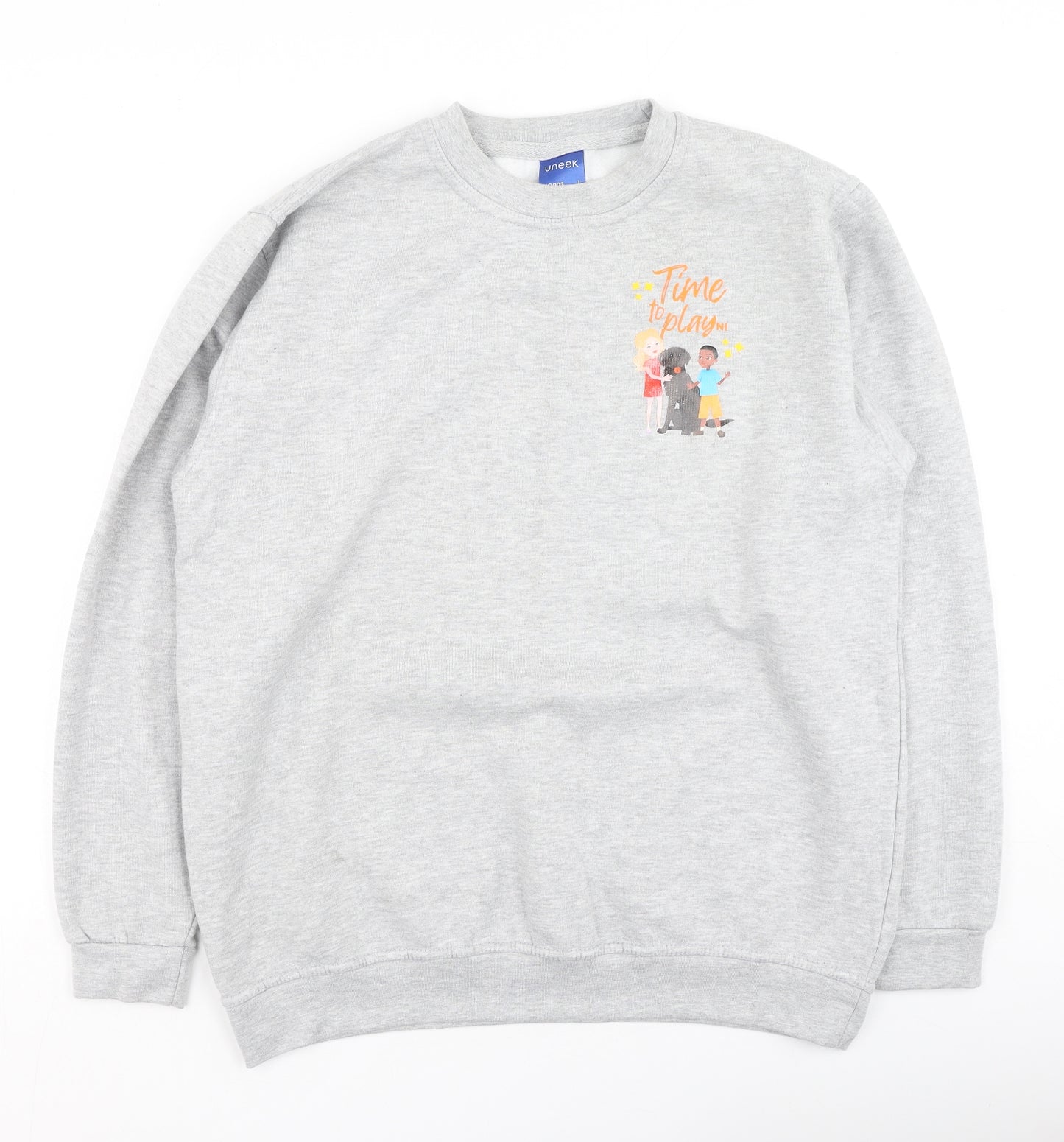 Uneek Womens Grey  Cotton Pullover Sweatshirt Size L