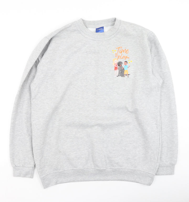 Uneek Womens Grey  Cotton Pullover Sweatshirt Size L