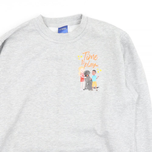 Uneek Womens Grey  Cotton Pullover Sweatshirt Size L