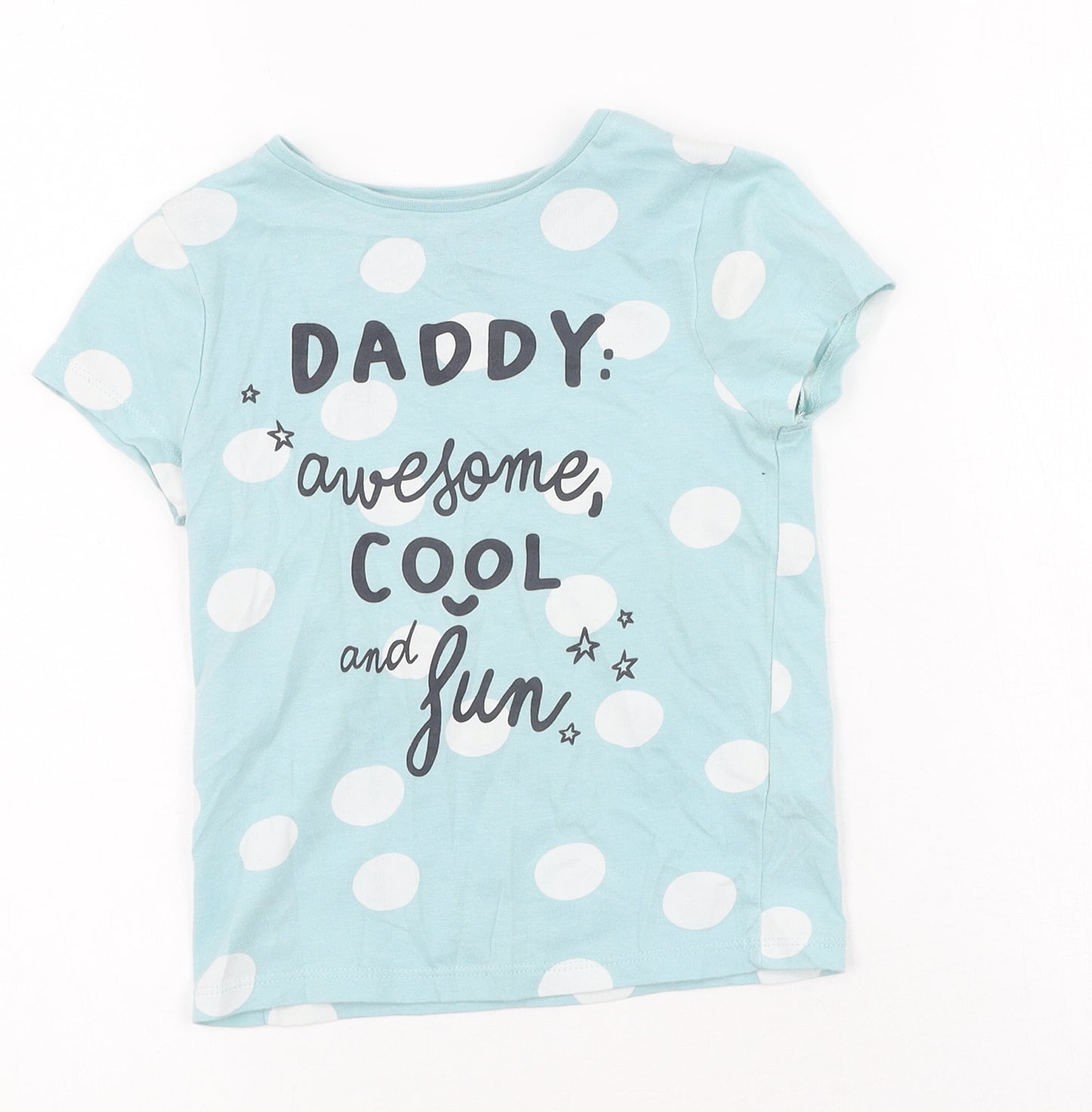 F&F Girls Blue  Cotton Basic Casual Size 3-4 Years Round Neck