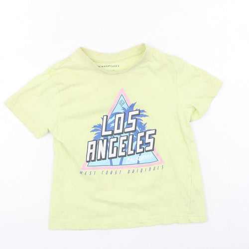 Primark  Boys Yellow  Cotton Basic T-Shirt Size 3-4 Years Round Neck