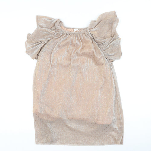 Next  Girls Beige  Polyester Basic Blouse Size 7 Years Off the Shoulder