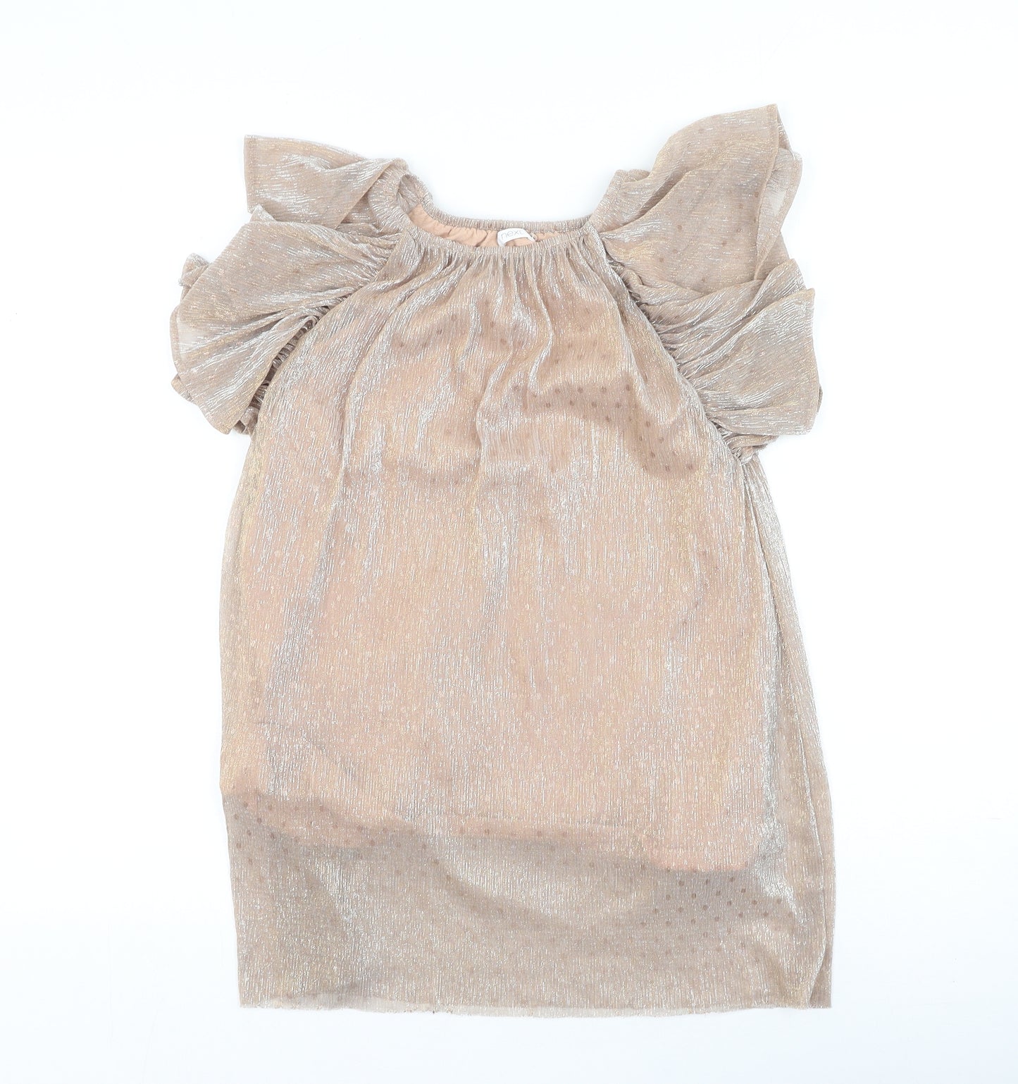 Next  Girls Beige  Polyester Basic Blouse Size 7 Years Off the Shoulder
