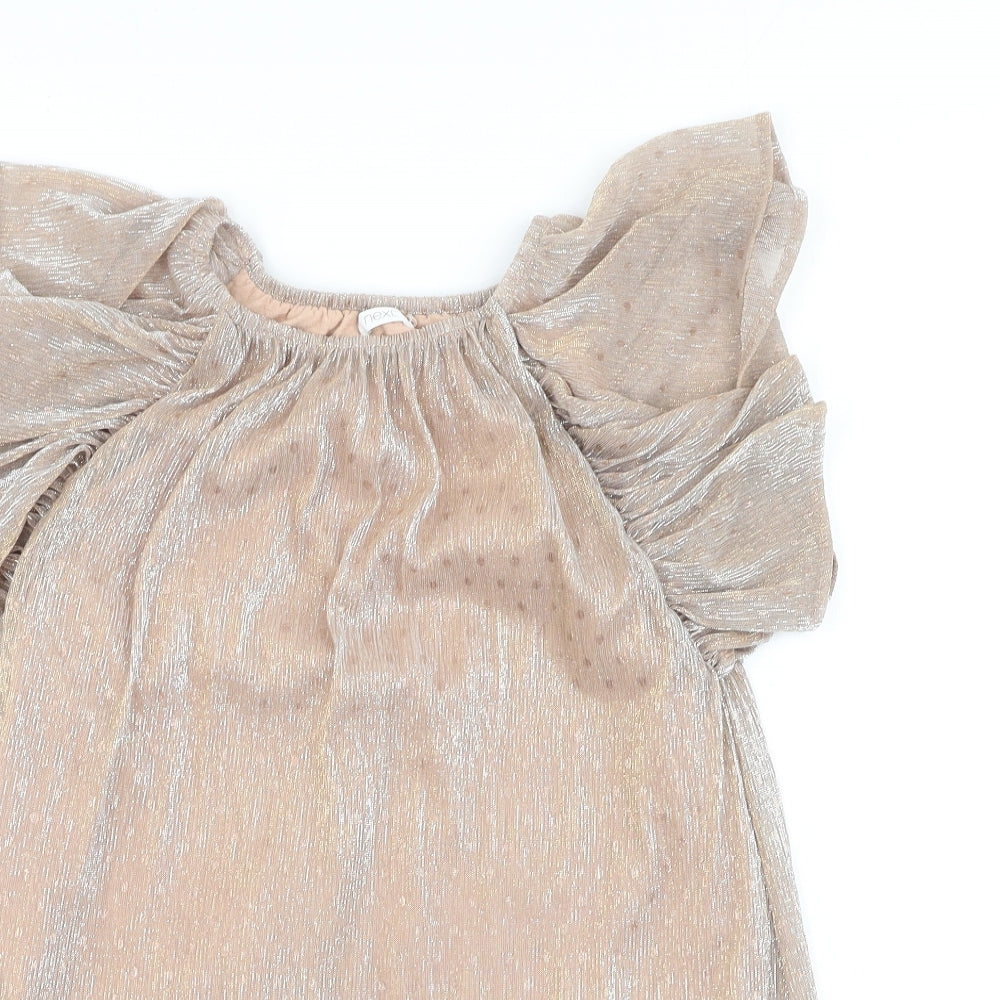 Next  Girls Beige  Polyester Basic Blouse Size 7 Years Off the Shoulder