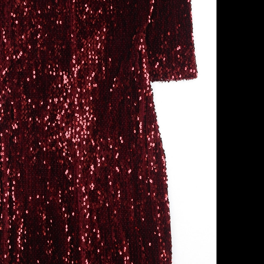 ADLIB Womens Red  Polyester Bodycon  Size 14  Round Neck