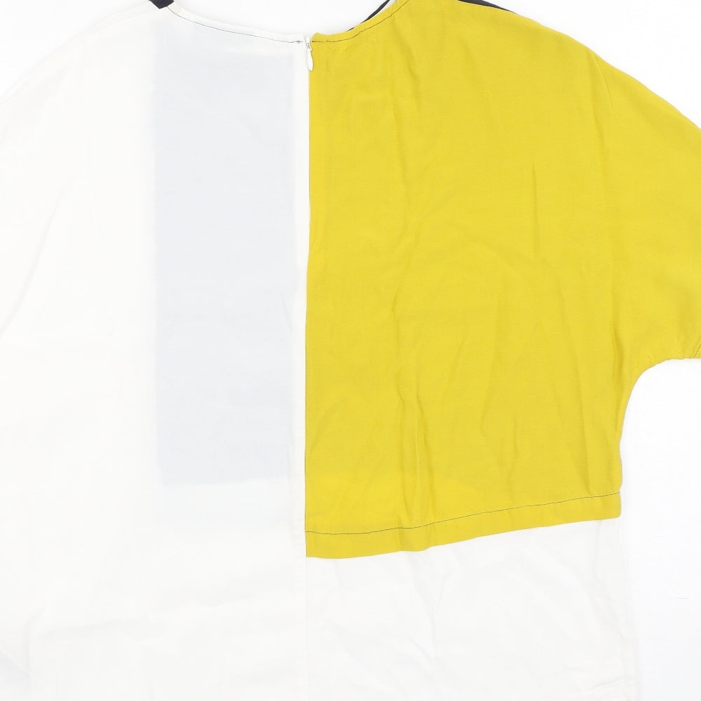 Topshop Womens Multicoloured  Viscose Basic Blouse Size 8 Round Neck