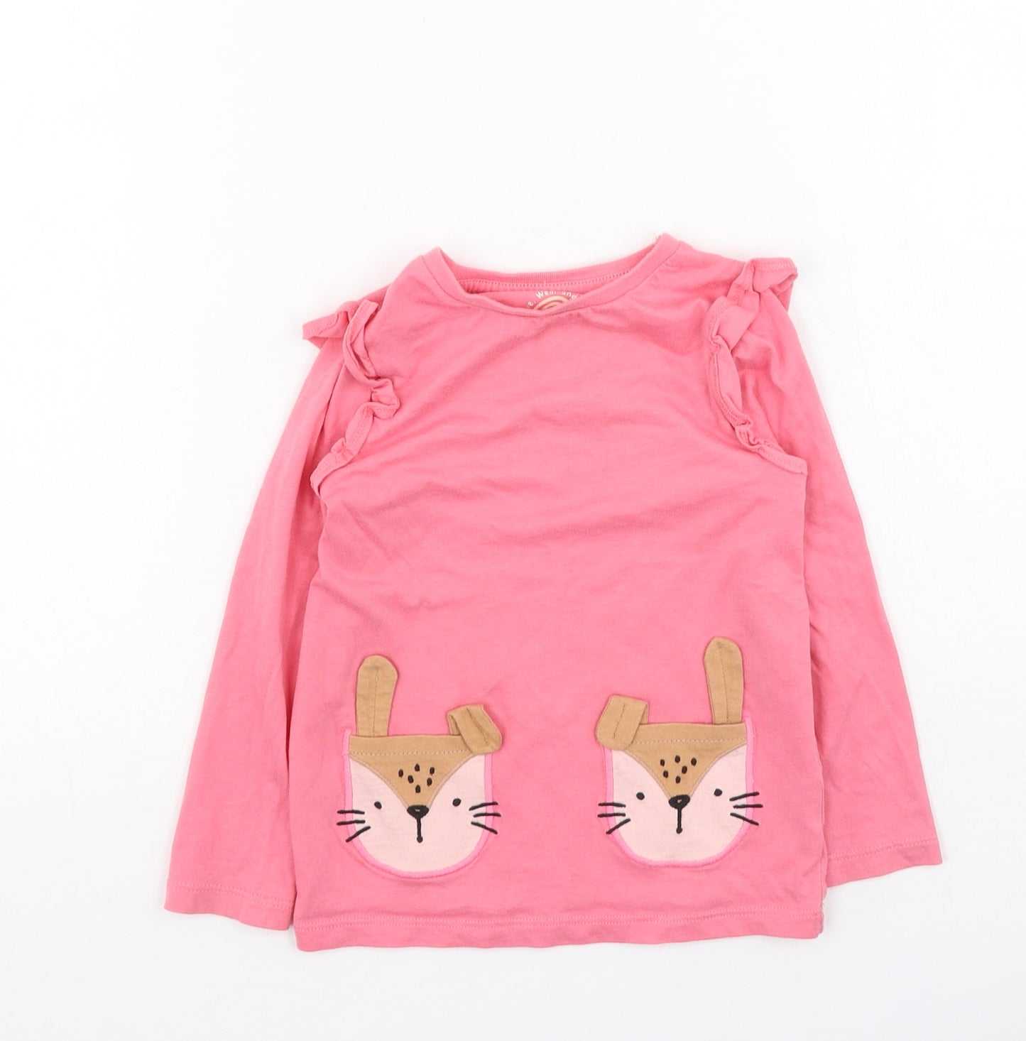 F&F Girls Pink  Cotton Basic Casual Size 3-4 Years Round Neck