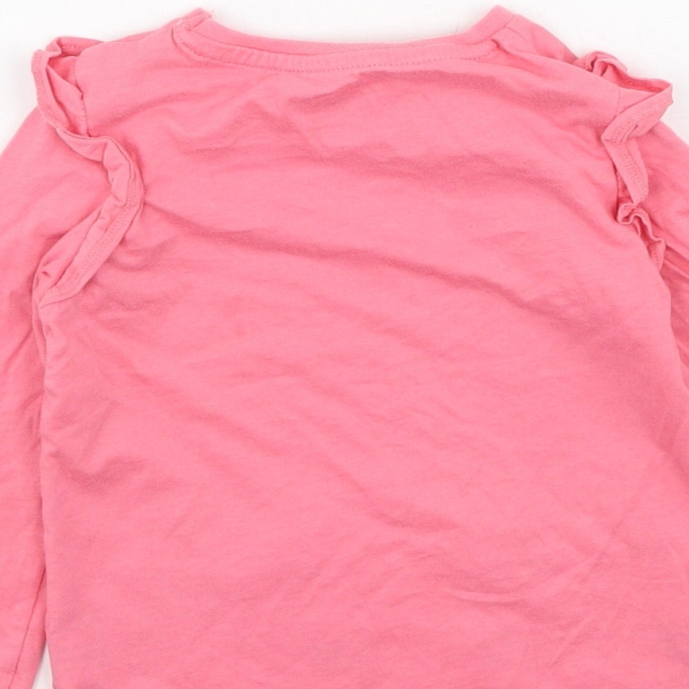F&F Girls Pink  Cotton Basic Casual Size 3-4 Years Round Neck
