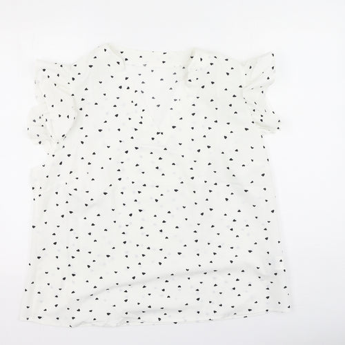 SheIn Womens White  Polyester Basic Blouse Size XL V-Neck