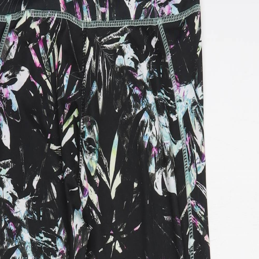 Primark Womens Black Geometric Polyester Compression Leggings Size 10 L27 in Regular