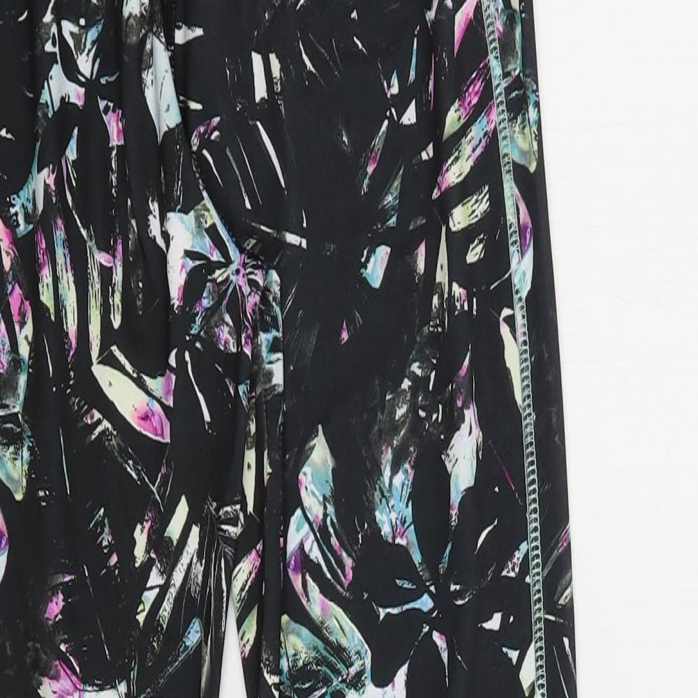 Primark Womens Black Geometric Polyester Compression Leggings Size 10 L27 in Regular