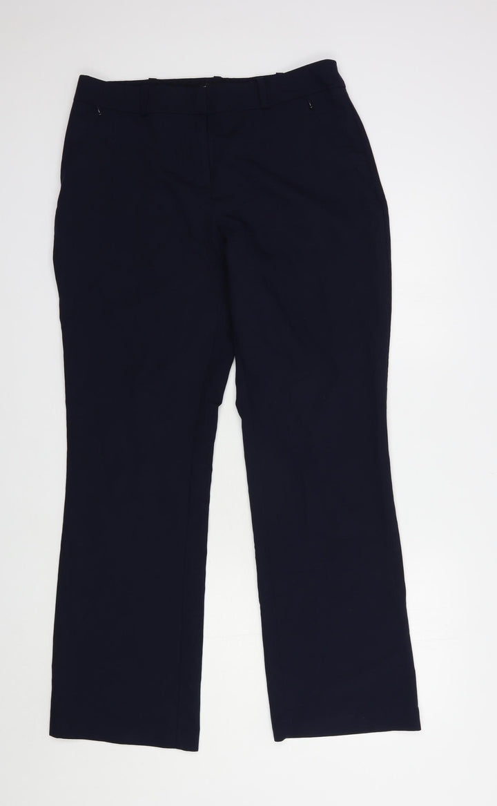 Dunnes Stores Womens Blue Polyester Dress Pants Trousers Size 12 L30 in Regular Button