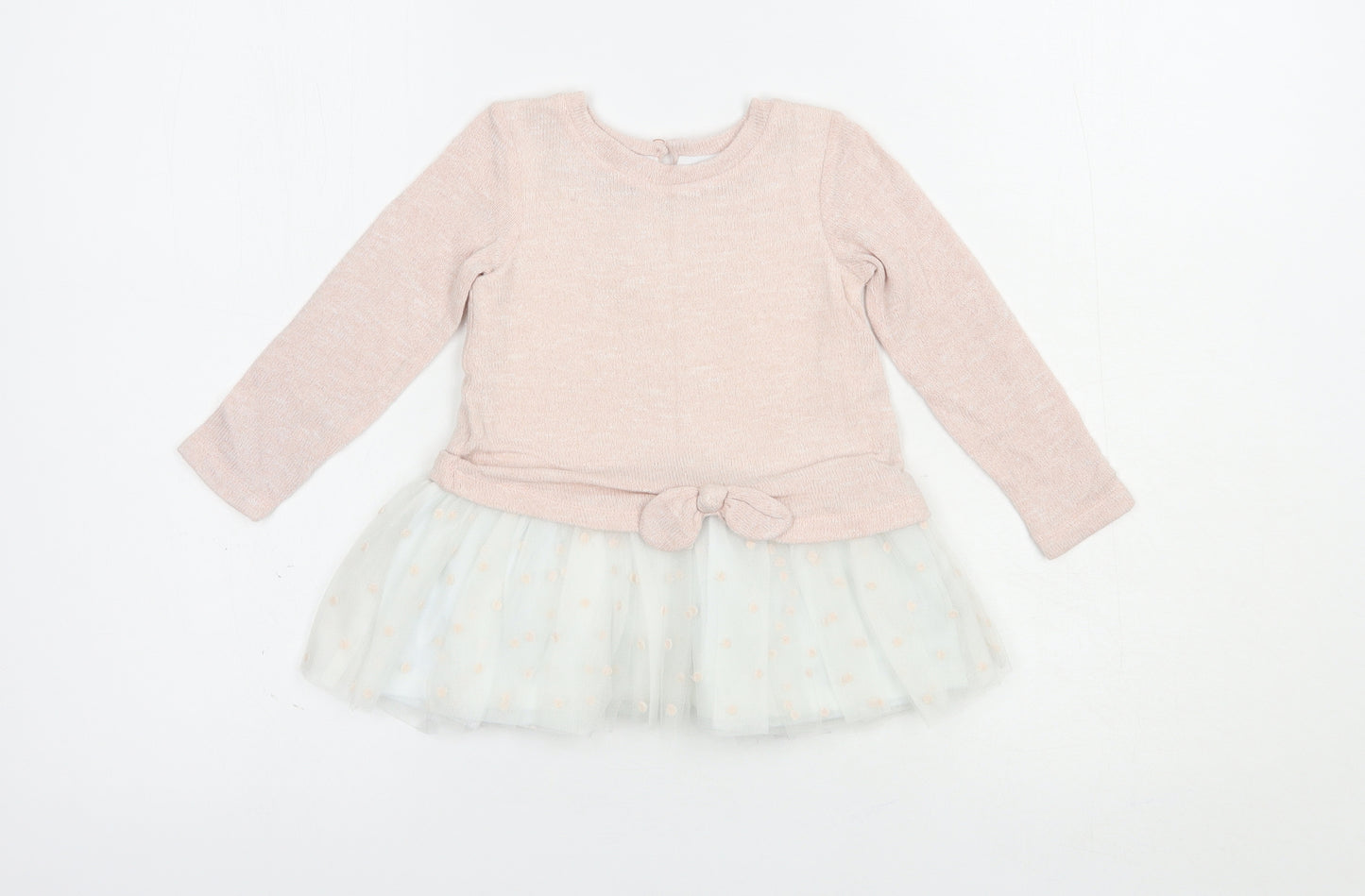 Gillian's Closet Girls Pink Crew Neck  Viscose Pullover Jumper Size 2 Years  Button