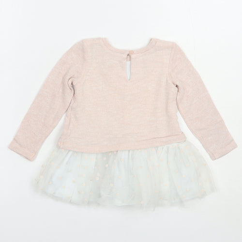 Gillian's Closet Girls Pink Crew Neck  Viscose Pullover Jumper Size 2 Years  Button