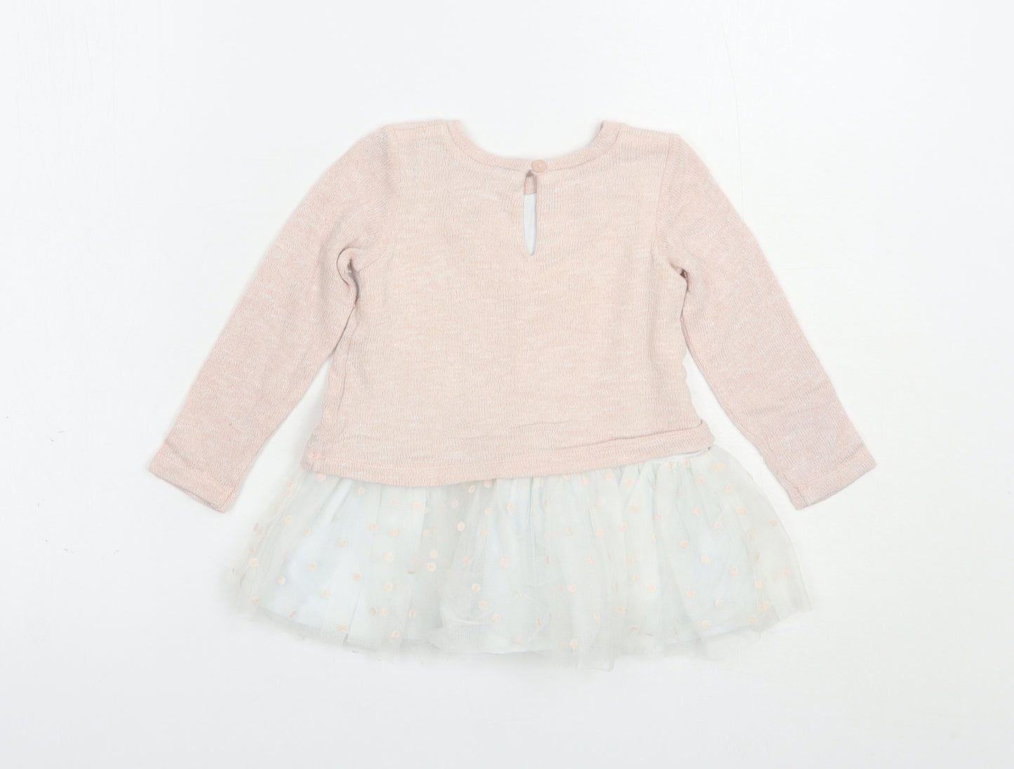 Gillian's Closet Girls Pink Crew Neck  Viscose Pullover Jumper Size 2 Years  Button