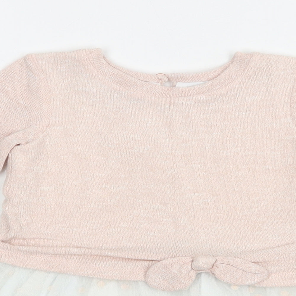 Gillian's Closet Girls Pink Crew Neck  Viscose Pullover Jumper Size 2 Years  Button