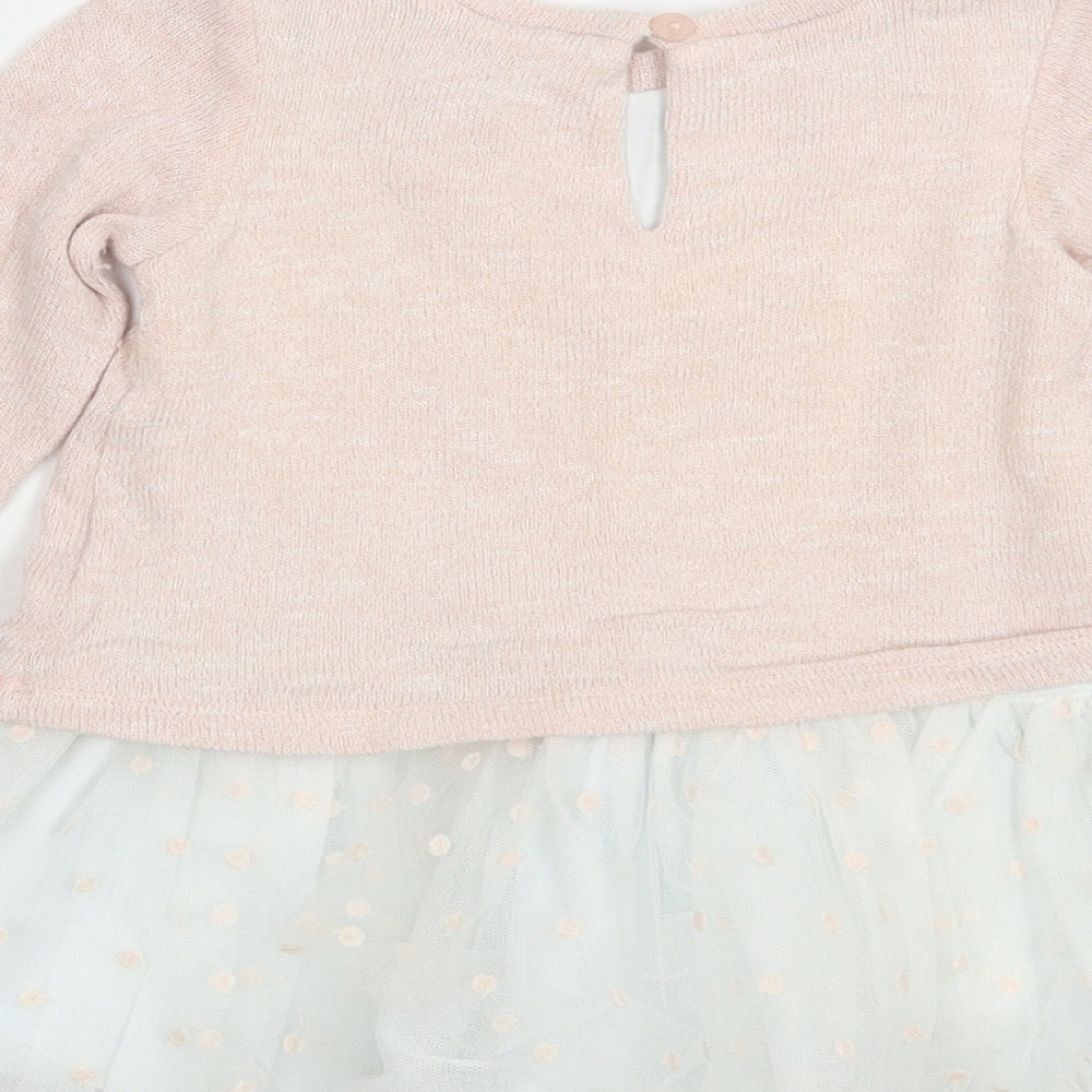 Gillian's Closet Girls Pink Crew Neck  Viscose Pullover Jumper Size 2 Years  Button