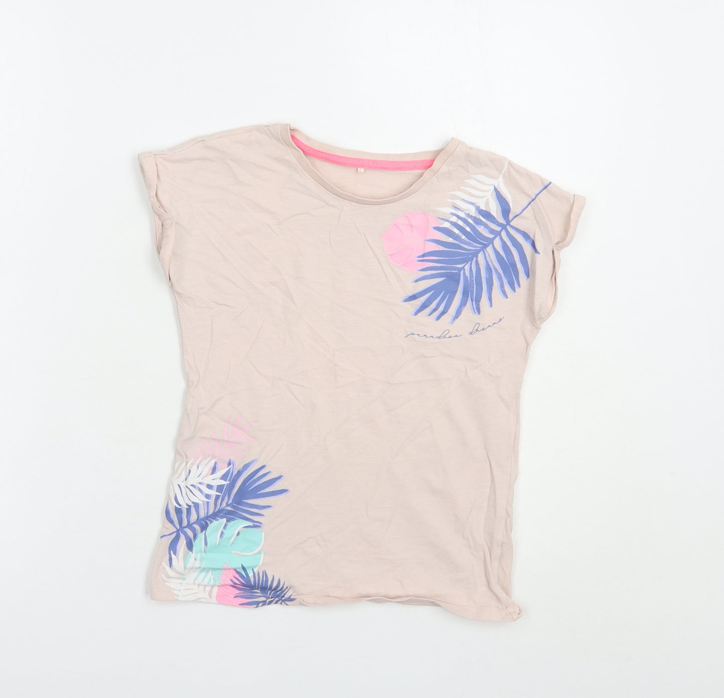 George Girls Pink  Cotton Pullover T-Shirt Size 9-10 Years Crew Neck Pullover