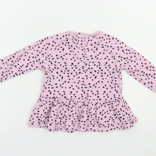 Dunnes Stores Baby Pink Animal Print Cotton Pullover Jumper Size 9-12 Months  Snap - Love