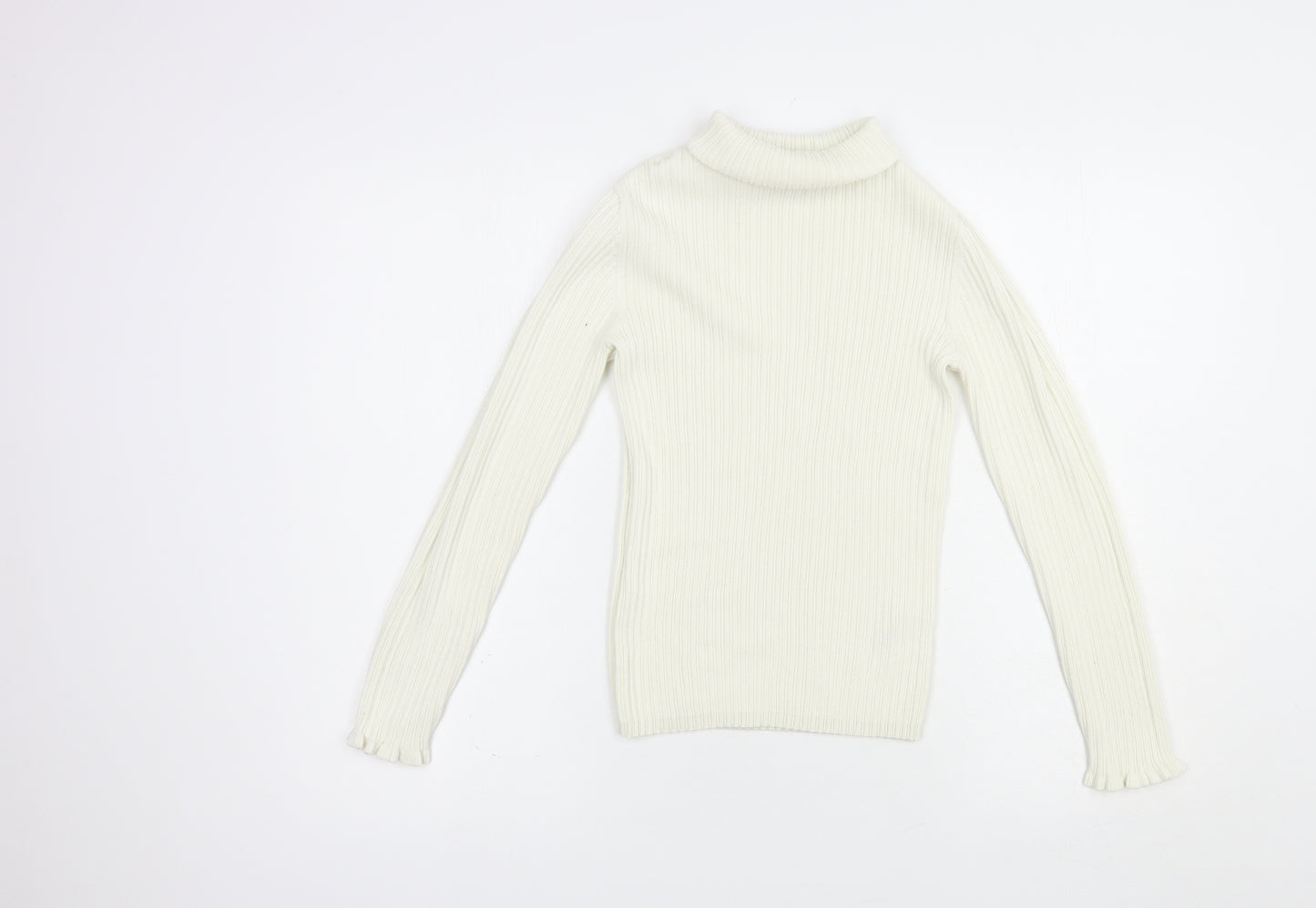George Girls Ivory Roll Neck  Cotton Pullover Jumper Size 12-13 Years  Pullover