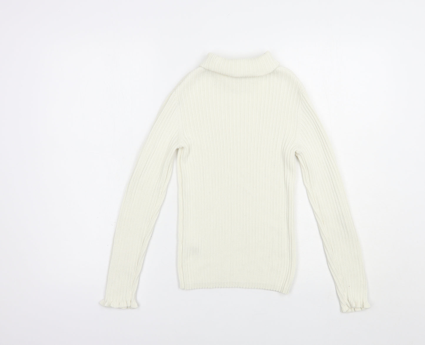 George Girls Ivory Roll Neck  Cotton Pullover Jumper Size 12-13 Years  Pullover